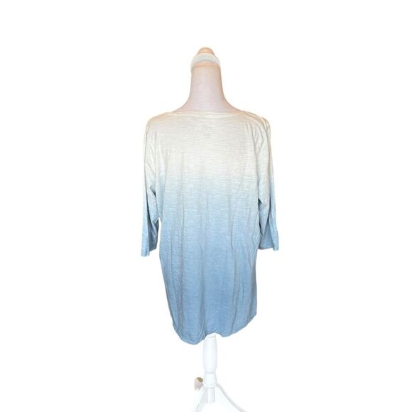 J Jill Pure Jill Ballet Sleeve Tunic Ombre Blue and White Top Women Large Petite - Picture 3 of 9